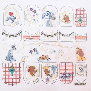 NEW NWT Disney Lady & The Tramp Kawaii Nail Stickers Nail Art BRAND NEW